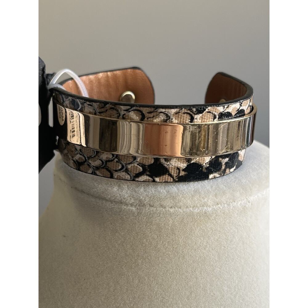 NWT Nicole Miller New York bracelet Wide Cuff Style Faux Snake Gold